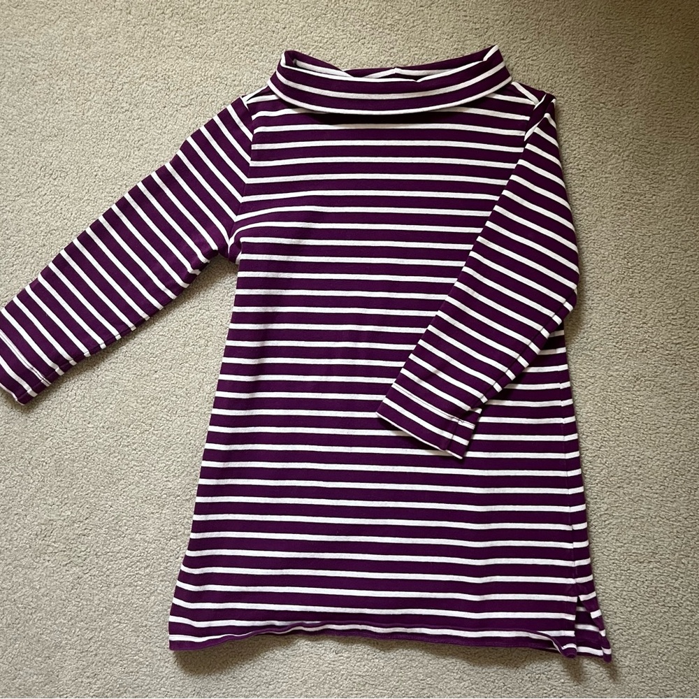 Land’s End Women’s Purple and White Striped 3/4 Sleeve (size xs)